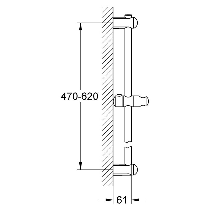 Grohe Euphoria Brausestange (Höhe: 62 cm, Lochabstand: 47 cm - 62 cm, Chrom) | BAUHAUS