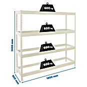 Simonrack Simonforte Estantería para cargas pesadas Metal (Al x An x Pr: 200 x 180 x 90 cm, Capacidad de carga por balda: 600 kg, Número de baldas: 4 ud., Inserción, Blanco, Bandejas no incluidas) | BAUHAUS