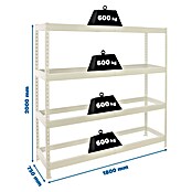 Simonrack Simonforte Estantería para cargas pesadas Metal (Al x An x Pr: 200 x 180 x 75 cm, Capacidad de carga por balda: 600 kg, Número de baldas: 4 ud., Inserción, Blanco, Bandejas no incluidas) | BAUHAUS