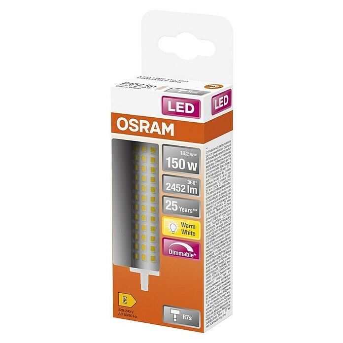 Osram LED-Lampe R7S 150 Dimmable (R7s, Dimmbar, Warmweiß, 2 452 lm, 17,5 W) | BAUHAUS