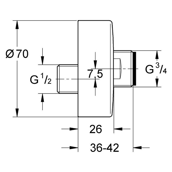Grohe S-Anschluss (Chrom, Außengewinde: ¾″, Innengewinde: ½″) | BAUHAUS