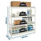 Simonrack Simonforte Estantería para cargas pesadas Metal (Al x An x Pr: 200 x 180 x 90 cm, Capacidad de carga por balda: 600 kg, Número de baldas: 4 ud., Inserción, Blanco/Galvanizado) | BAUHAUS