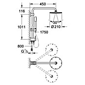 Grohe Duschsystem Rainshower 210 (Lochabstand: 101,1 cm, Anzahl Strahlarten: 1 Stk., Chrom) | BAUHAUS