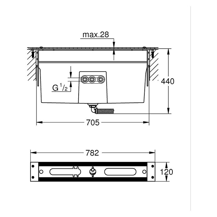 Grohe Unterputzsystem (Passend für: Grohe 3/5 Loch Wannenrandarmaturen, Metall) | BAUHAUS