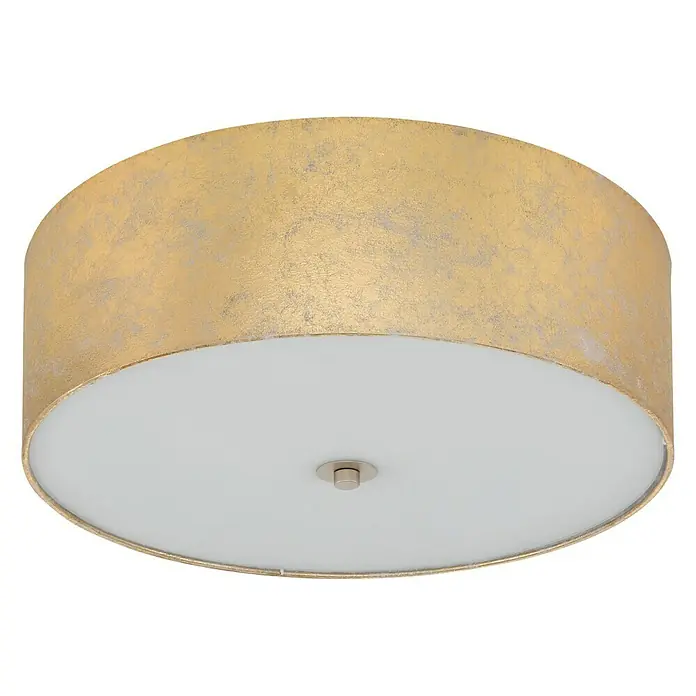 Eglo Viserbella Deckenleuchte rund - 180 W, Ø x H: 47 mm x 19,5 cm, Gold, Weiß, E27 - Nahaufnahme einer runden Deckenleuchte mit goldfarbenem Lampenschirm und weißem Diffusor, ideal für stilvolle Innenräume.