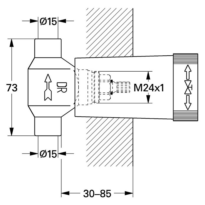Grohe Unterputzventil-Unterteil (½″, Lötanschluss, 15 mm)