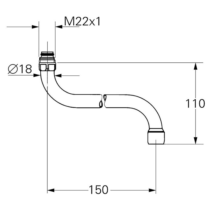 Grohe S-Auslauf (Chrom, Messing, Ausladung: 150 mm) | BAUHAUS