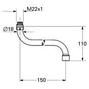 Grohe S-Auslauf (Chrom, Messing, Ausladung: 150 mm) | BAUHAUS