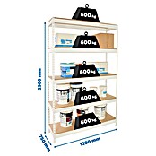 Simonrack Simonforte Estantería para cargas pesadas Chipboard (Al x An x Pr: 250 x 120 x 75 cm, Capacidad de carga por balda: 600 kg, Número de baldas: 5 ud., Inserción, Blanco/Madera) | BAUHAUS