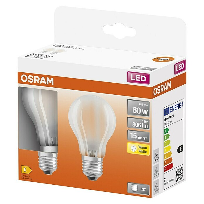 Osram Star LED-Leuchtmittel (E27, 7 W, A60, 806 lm)