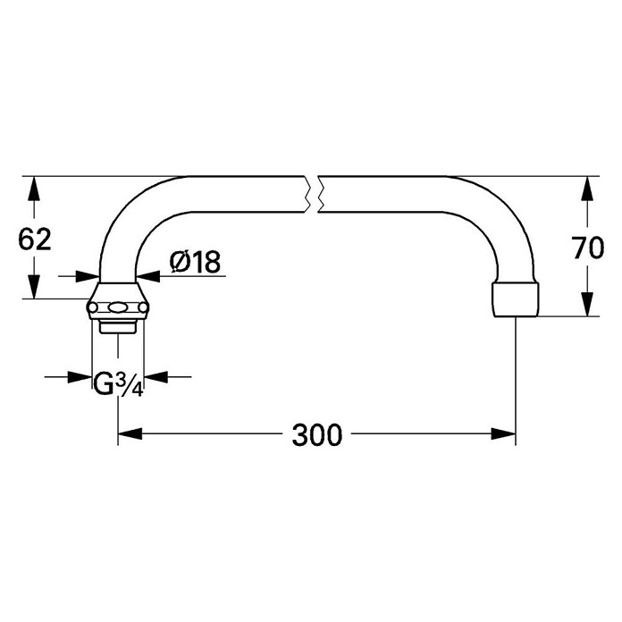 Grohe Auslaufhahn (Chrom, Messing, Ausladung: 301 mm) | BAUHAUS