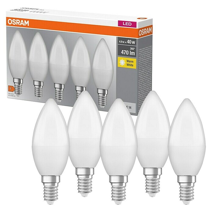 Osram Star Set LED žarulja  (E14, Bez prigušivanja, Topla bijela, 470 lm, 5,5 W) | BAUHAUS