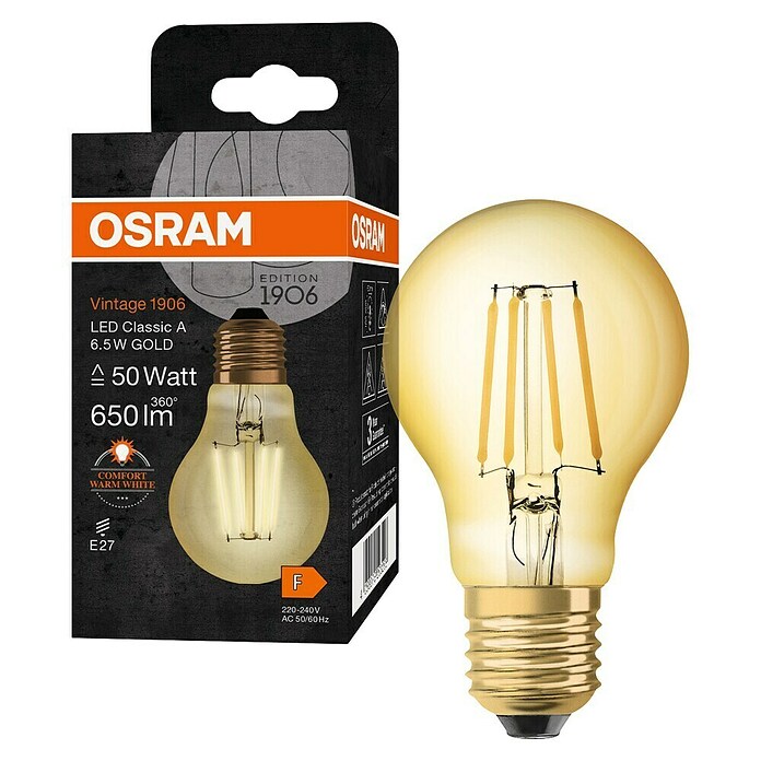 Osram LED svetlobni vir Vintage Edition 1906 oblike E27  (E27, Ni mogoče zatemniti, Toplo bela, 725 lm, 6,5 W) | 3503 - LED Spezial- und dekorative Lampen | CBJG - LED Leuchtmittel | CBJ - Leuchtmittel | CB - Elektroinstallation | C - Elektro | BAUHAUS