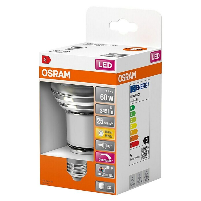 Osram Superstar LED-Lampe Reflektor GU10 (E27, Dimmbar, Warmweiß, 345 lm, 5,9 W) | BAUHAUS