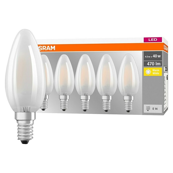 Osram Retrofit LED-Lampen Set Classic B (E14, Nicht Dimmbar, Warmweiß, 470 lm, 4 W, 5 Stk.) | BAUHAUS