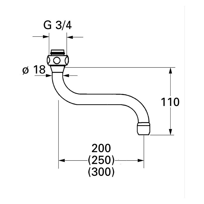 Grohe S-Auslauf Atlanta (Chrom, Messing, Ausladung: 200 mm) | BAUHAUS
