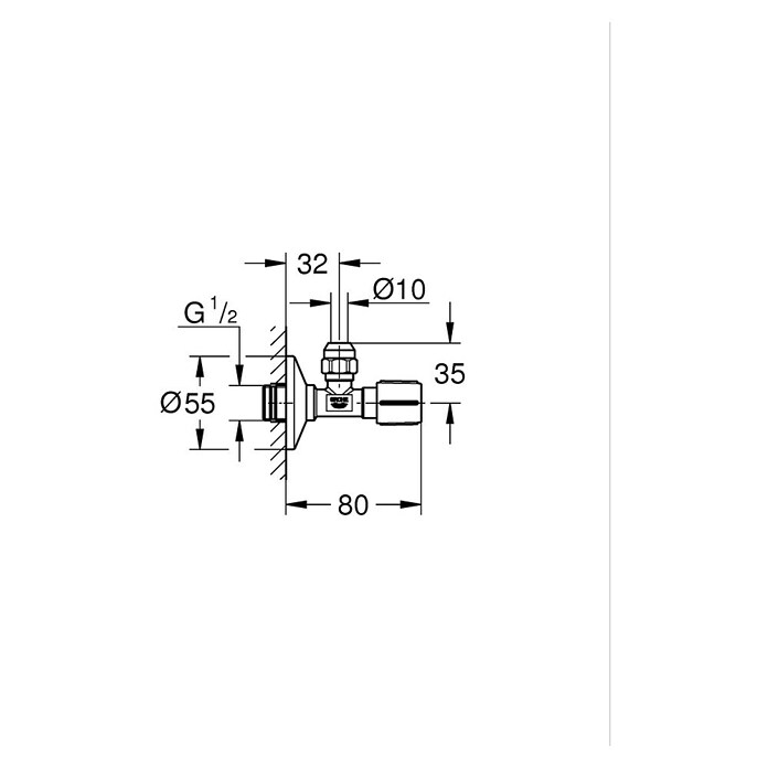 Grohe Eckventil (½″ x ⅜″, 1 Stk., Selbstdichtendes Anschlussgewinde)