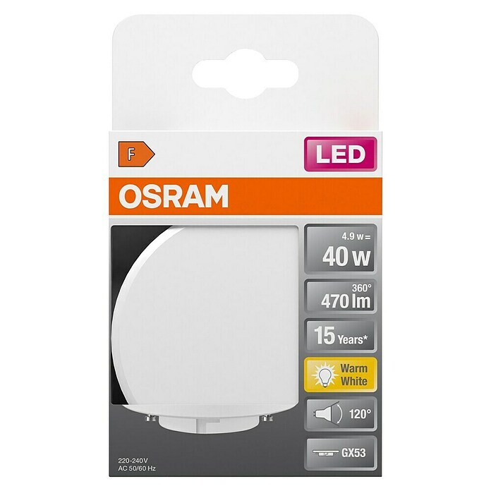 Osram Star LED-Lampe GX53 40 (GX53 , Nicht Dimmbar, Warmweiß, 470 lm, 4,9 W) | BAUHAUS
