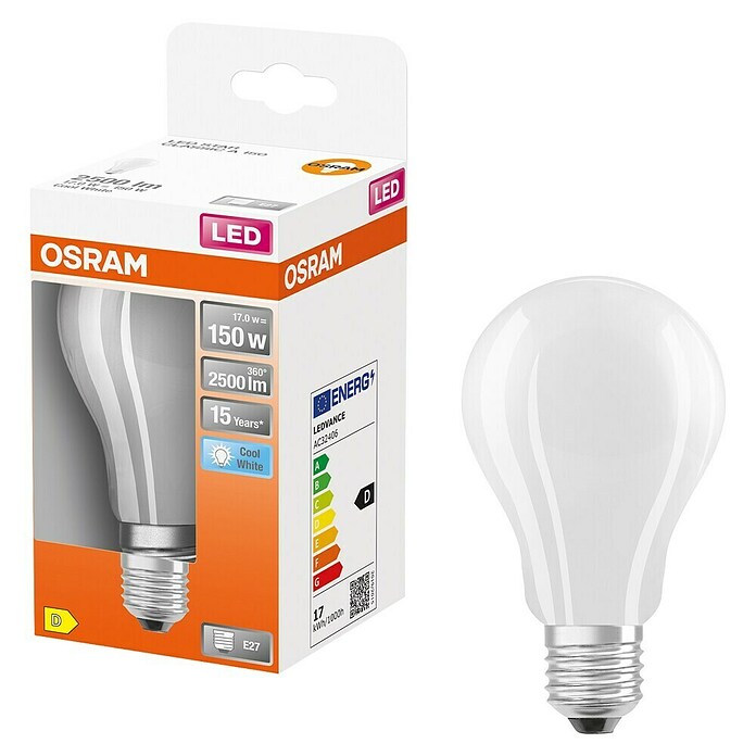 Osram Star LED-Lampe Glühlampenform E27 matt (E27, Nicht Dimmbar, Kaltweiß, 2 452 lm, 16 W) | BAUHAUS