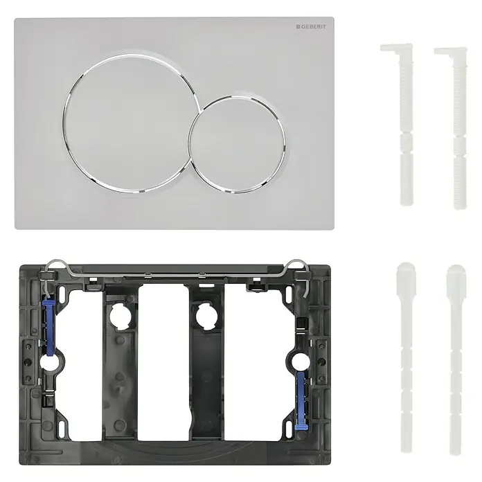 Geberit Betätigungsplatte Sigma 01 - 115.770.JQ.5 - Chrom matt, 2-Mengen-Spülung - Geberit Betätigungsplatte mit zwei Tasten in Weiß. Das WC-Element für eine moderne Badezimmerausstattung.