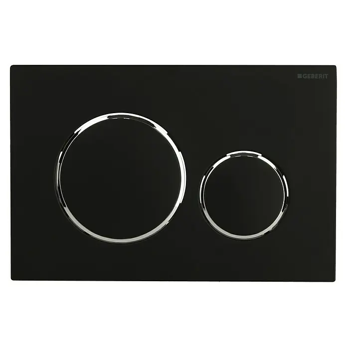 Geberit Betätigungsplatte Sigma 20 115.882.14.1 - Matt Schwarz Verchromt, 2-Mengen-Spülung - Geberit Betätigungsplatte Sigma50 in Schwarz mit zwei runden Tasten. Elegantes Design für moderne Badezimmer.