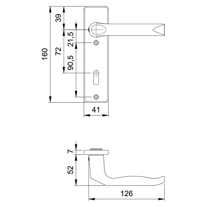 Stabilit Zimmertürgarnitur (L-Form, Kurzschild)