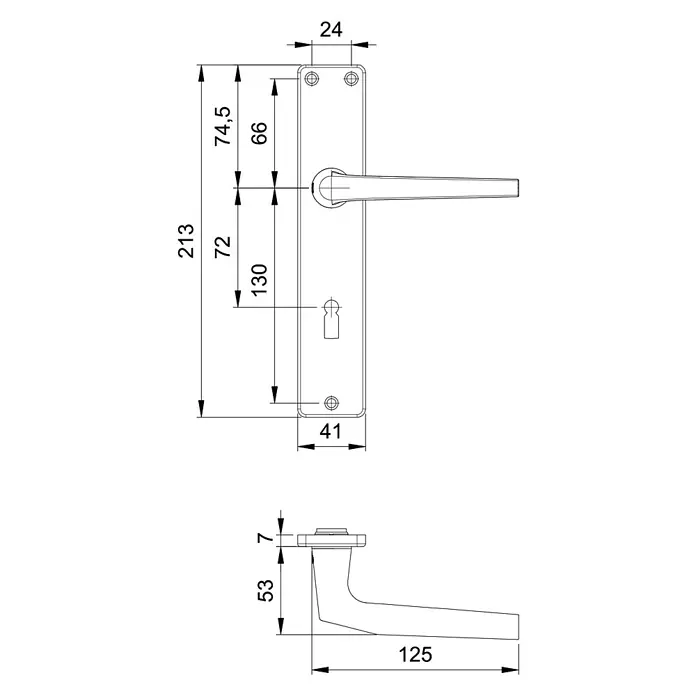 Portaferm ZimmertürgarniturFingerform, Aluminium