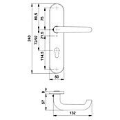 Herraje de protección (Puerta principal, Grosor de puerta: 35 - 45 mm, Aluminio, Cilindro de perfil PZ, Color: Acero inoxidable)