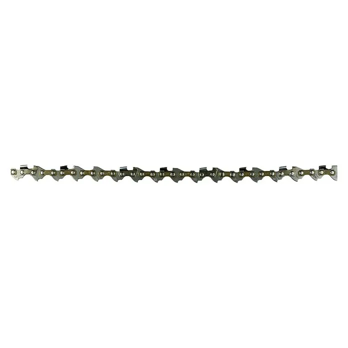 Ryobi Sägekette RAC227 - Schnittlänge: 30 cm, Kettenteilung: ⅜″ - Nahaufnahme einer Kettensägenkette, die ein unverzichtbares Werkzeug für effizientes Schneiden und Sägen von Holz ist.
