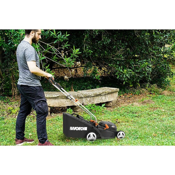 Worx PowerShare 20V Cortacésped de batería WG733E (20 V, 1 batería, 4 Ah, Ancho de corte: 33 cm) | BAUHAUS