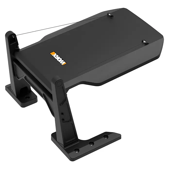 Worx Mähroboter-Garage klappbar - Worx Landroid Vision Mähroboter - Ein schwarzer Worx-Werkzeugschrank mit robustem Design für die Wandmontage, ideal für Werkstätten oder Garagen.