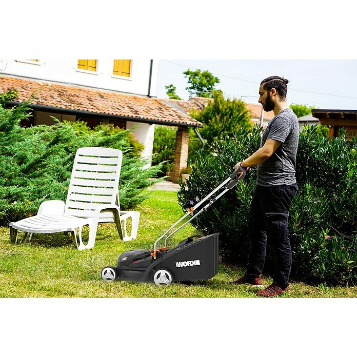 Worx PowerShare 20V Cortacésped de batería WG733E (20 V, 1 batería, 4 Ah, Ancho de corte: 33 cm) | BAUHAUS