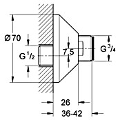 Grohe S-Anschluss 5 (Chrom/Gold, Außengewinde: ¾″, Innengewinde: ½″, Rund) | BAUHAUS