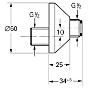 Grohe S-Anschluss (Chrom, Außengewinde: 1 ½″, Innengewinde: ½″, Rund) | BAUHAUS