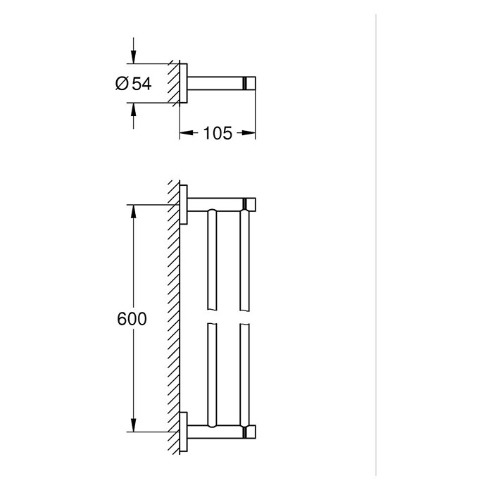 Grohe Essentials Doppel-Badetuchhalter (Supersteel, Glänzend)
