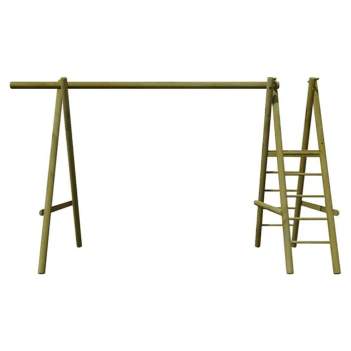 Kletterschaukel Kai - L x B x H: 410 x 180 x 220 cm, Holz, Grün - Holzleitergerüst für den Garten. Ideal für Kinder zum Klettern und Spielen im Freien, aus robustem Holz gefertigt und sicher.