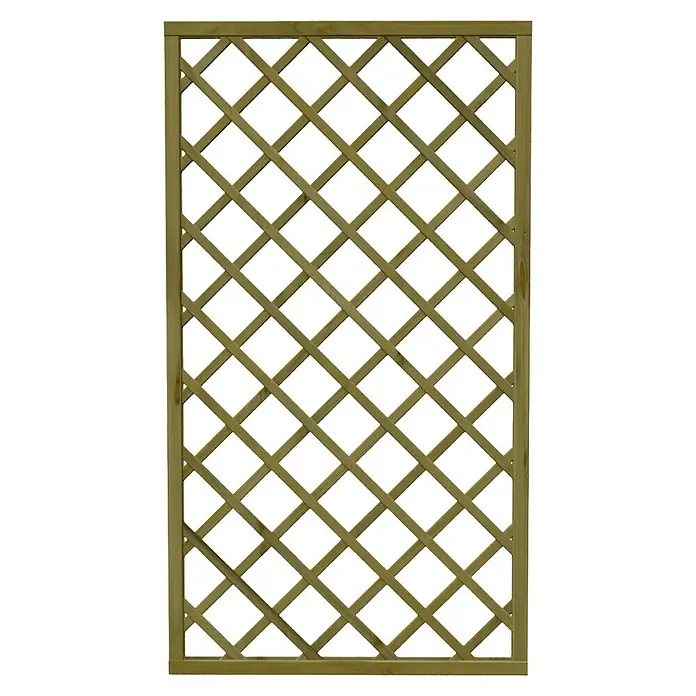Rankgitter - B x H: 100 x 180 cm - Hölzernes Gartengitter mit quadratischem Rahmen und diagonalem Lattenmuster. Ideal zur Dekoration oder als Rankhilfe für Pflanzen.