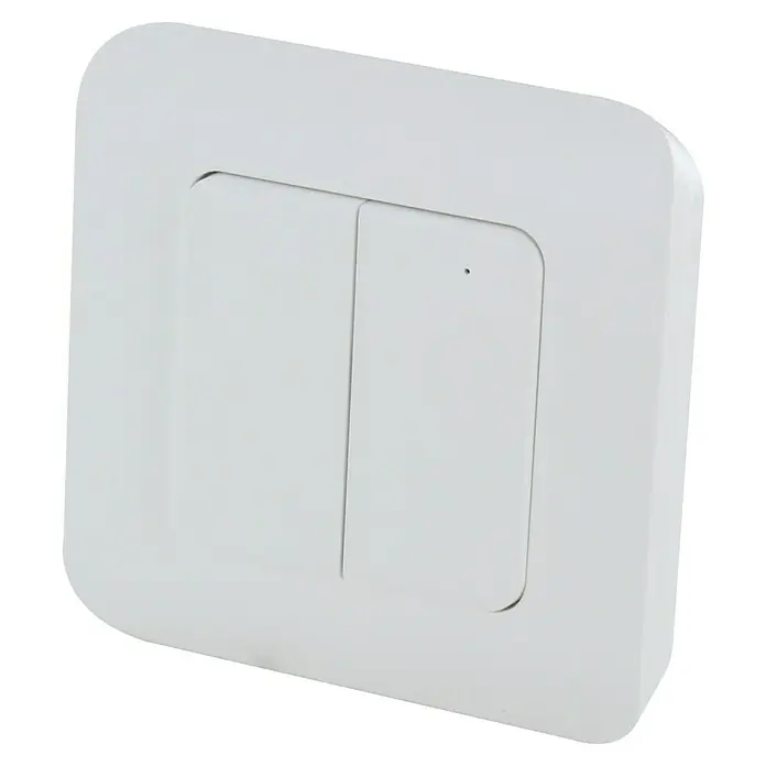 Módulo de interruptores inalámbrico doble -  - Interruptor de luz de pared blanco con dos interruptores. Un diseño elegante para interiores modernos, fácil de operar y un aspecto atemporal.