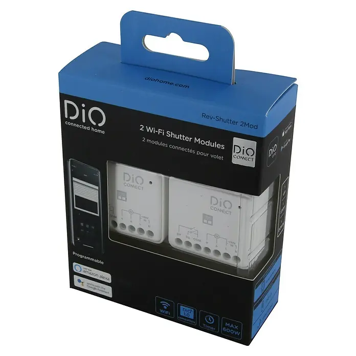 Chacon Kit de accesorios 2 módulos programables WiFi - Blanco, 2 ud. - El juego de 2 módulos de persiana DiO Connected Home Wi-Fi para el control inteligente de sus persianas. Fácil instalación y manejo cómodo.