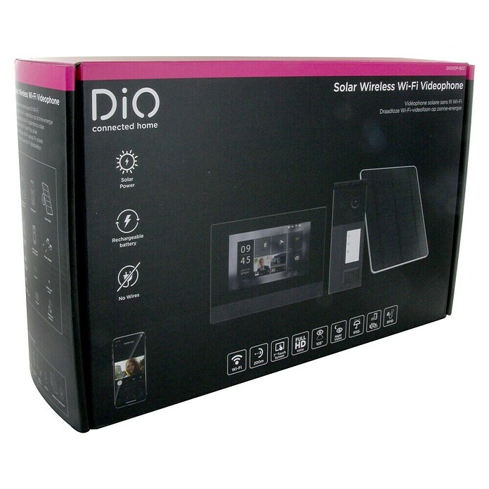 Chacon Videoportero inalámbrico DiO WiFi y panel solar (200 m, Negro) | BAUHAUS