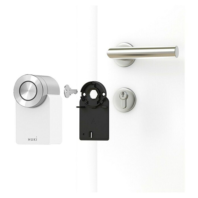 Nuki Cerradura electrónica Smart Lock 4 Pro (L x An x Al: 6 x 6 x 11 cm, Bluetooth, Blanco/Cromo) | BAUHAUS