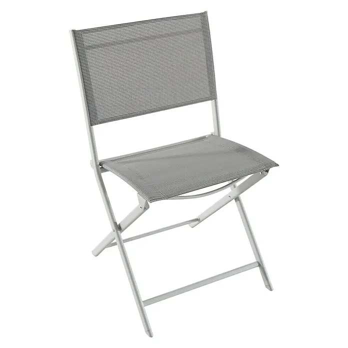 Sunfun Conjunto de muebles de balcón Miren - 3 pzs. - Una elegante silla plegable gris con estructura blanca. Perfecta para jardín, balcón o terraza. Práctica y ahorra espacio.