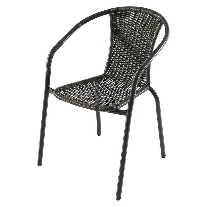 Sunfun Conjunto de muebles Maike - 3 pzs., Acero/Ratán sintético, Marrón - Silla de mimbre marrón con estructura de acero, perfecta para uso exterior y jardín, robusta y resistente a la intemperie.