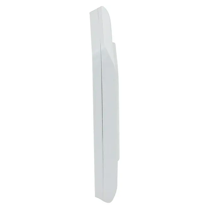 Chacon Interruptor inalámbrico Dio 1.0 - Alcance: 30 m, Blanco - Primer plano de un dispositivo blanco alargado, presentando una estética limpia y moderna que destaca su diseño elegante y funcional.