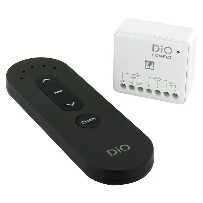 Chacon Mando a distancia + módulo de persiana programable - Específico para: Persiana, Blanco/Negro - DiO Connect: Controlador de persianas inteligente y mando. Controla las persianas fácilmente con control remoto o app.