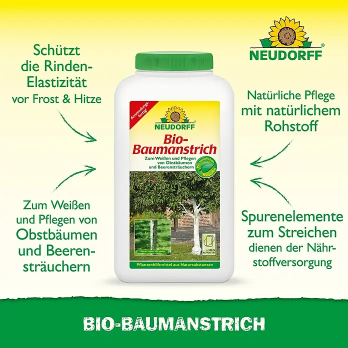 Neudorff Pflanzenhilfsmittel Bio Baumanstrich - 2 l - Produktfoto von Neudorff Bio-Baumanstrich, ein biologischer Anstrich für Bäume und Sträucher, der vor Frost und Hitze schützt.