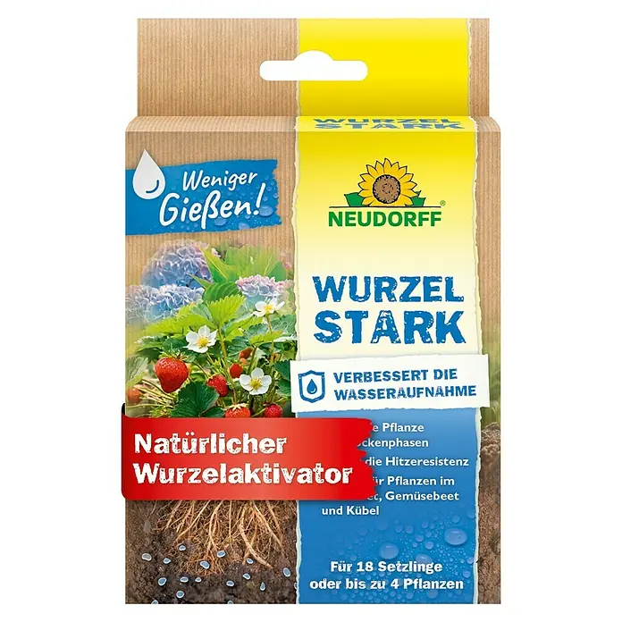 Neudorff Wurzelaktivator MyccoVital Wurzelstark - 36 g - Produktverpackung Neudorff Wurzel Stark, ein natürlicher Wurzelaktivator für besseres Wachstum und erhöhte Wasseraufnahme bei Pflanzen.