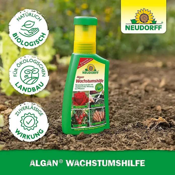 Neudorff Pflanzenstärkungsmittel Algan Wachstumshilfe - 250 ml - Algan Wachstumshilfe von Neudorff: Konzentrat für vitalisierende Wirkung bei Zierpflanzen, Obst und Gemüse aus ökologischem Landbau.