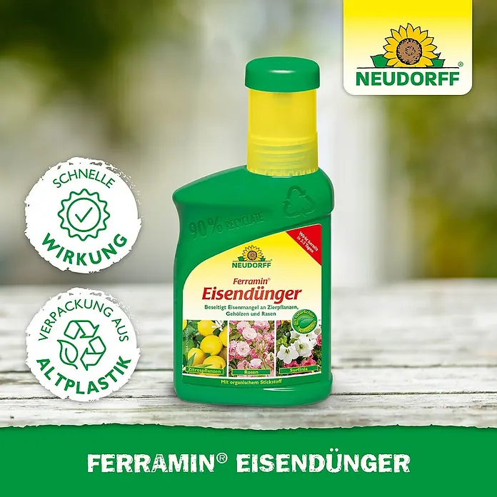 Neudorff Eisendünger Ferramin - 318 g, 250 ml - Flasche Neudorff Ferramin Eisendünger, ein Eisendünger zur Behebung von Eisenmangel bei Zierpflanzen, Gehölzen und Rasen.