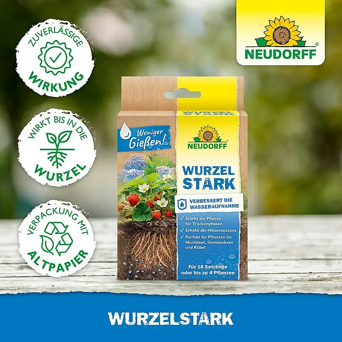 Neudorff Wurzelaktivator MyccoVital Wurzelstark - 36 g - Produktbild von Neudorff Wurzel Stark, einem Mittel zur Verbesserung der Wasseraufnahme und Stärkung der Pflanzen.